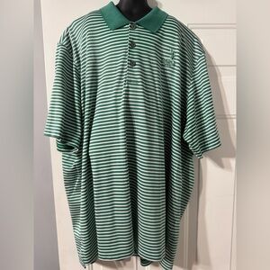 Pinehurst by Adidas Green and White Striped golf shirt